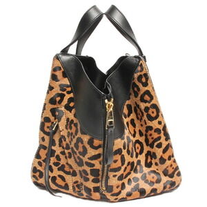 Loewe leather handbag leopard ponytail Hammock bag